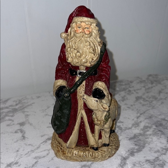 Unbranded Other - Charming Santa and Dog Holiday Figurine - Red and Cream